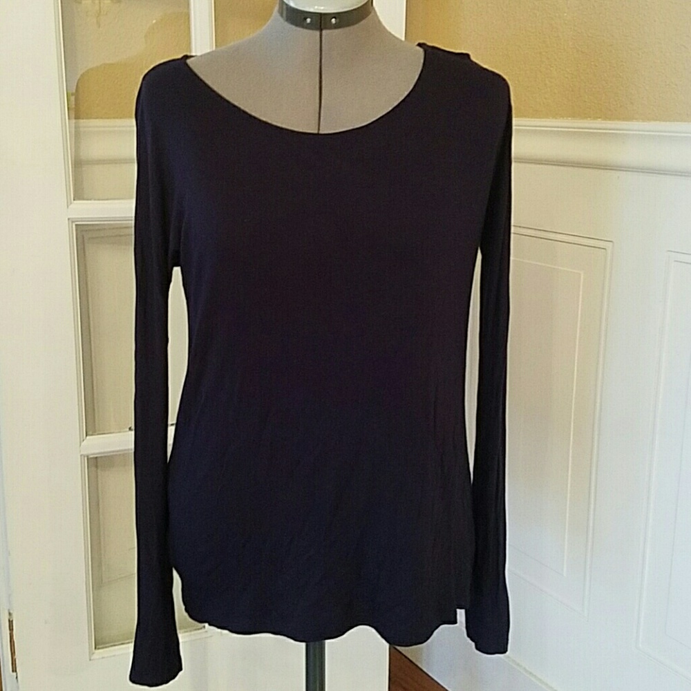 Vince soft silky tissue l/s shirt M navy blue
